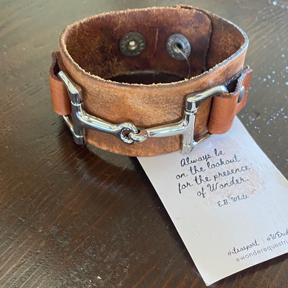 Wonder Equestrian Brown Leather Bracelet with Silver Accents NWT